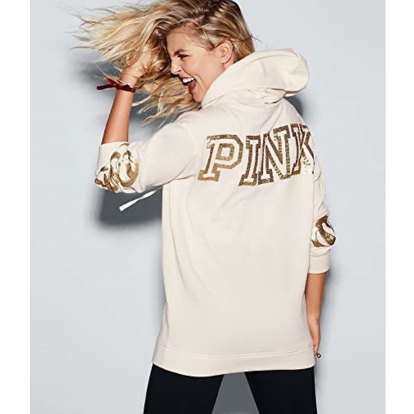 PINK Victoria's Secret Tops - PINK Victoria’s Secret Bling Hoodie Sweatshirt M